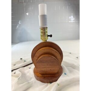 Vintage Art Deco Tiered Wood Table Lamp 1930 Base Mid Century Modern Geometric